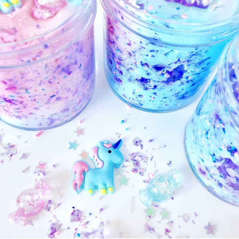 Color Kit DIY toy Pressure Relief Bubble gum sand feel Unicorn slime matching color candy Cute accessories playdough/slime