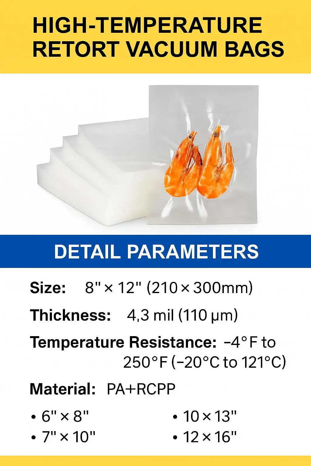Custom Transparent Frozen Food Storage Sealer Pouch Smooth Mylar Vacuum Seal Bags for Chicken Meat Packing Plastic Packaging - detail 6