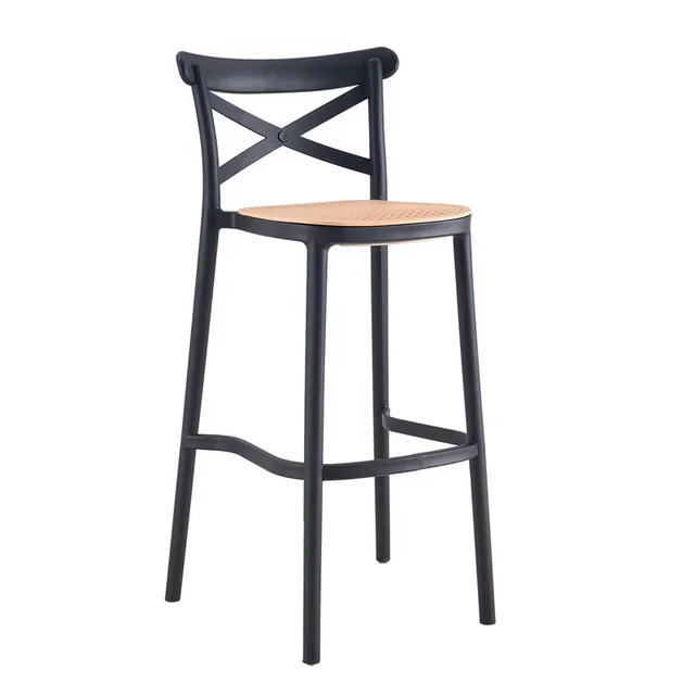 Modern Design Plastic Bar Stool Hot Sale Cheap Stackable Dining Chairs with High Legs for Kitchen Hotels and Home Bars