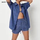 Sleepwear WKER Custom OEM Women Towel Long Sleeve Sleepwear 2 Pieces Set