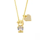 Gold Luxury Long Necklace Gold Chain Stainless Steel Gold 18K Heart Pendant Necklace Set For Couple Lovers Jewelry