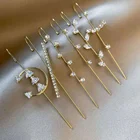 Earrings Leaf Gold Rhinestone Long Ear Cuff Crawler Hook Earrings For Women Girls Valentine Accessories