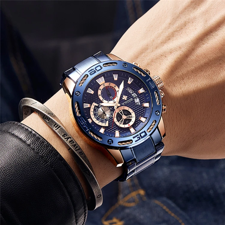 Wwoor 8879 Men Watches Chronograph New Men Watches Gold Stainless Steel