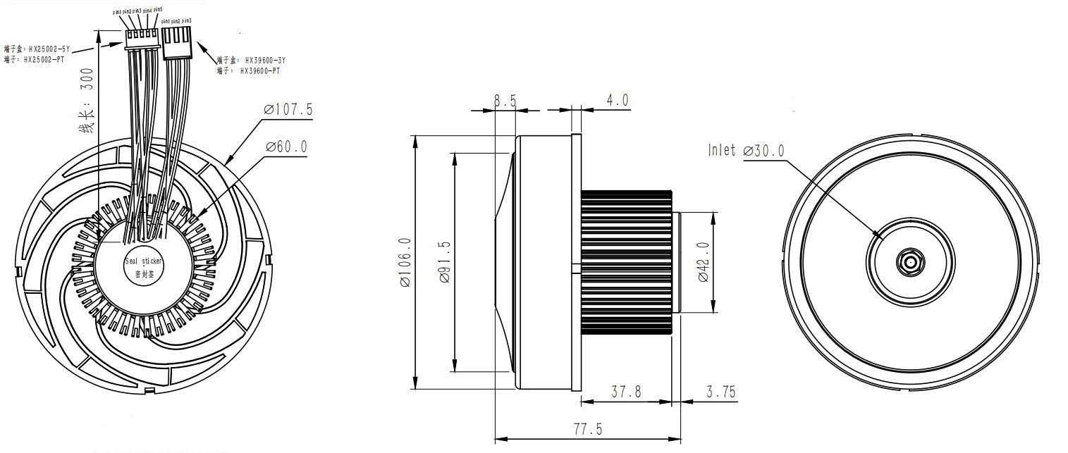 High-pressure Electric Blower, 10kpa, 101cmH2O, 48VDC - detail 8