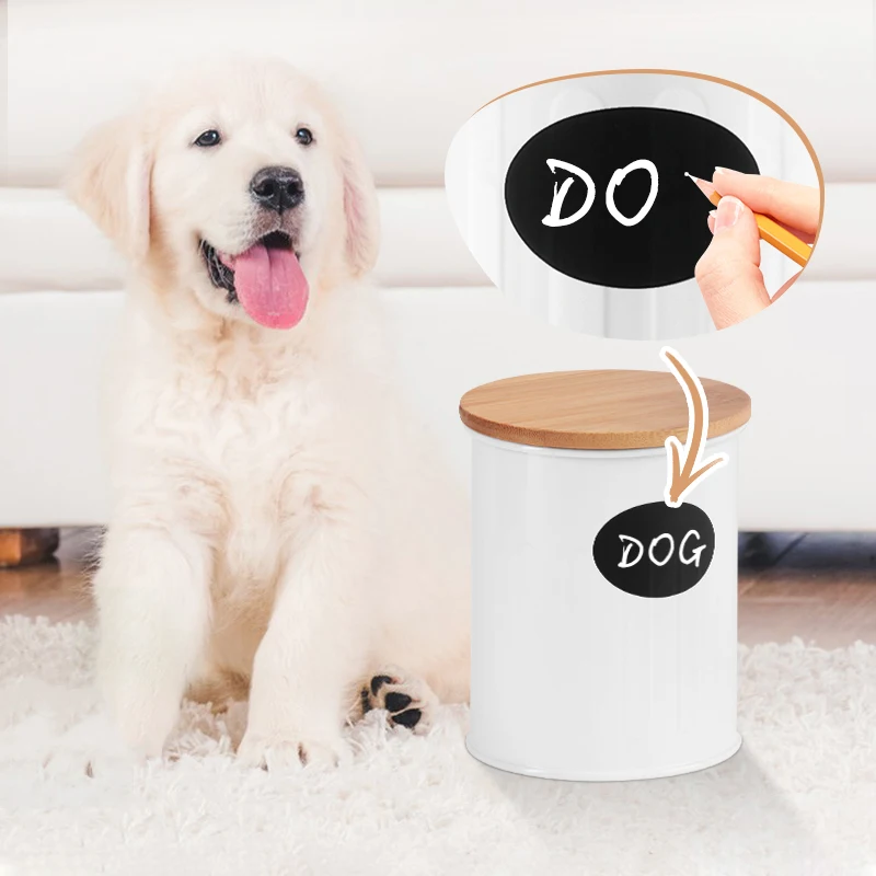 Galvanized Iron Farmer House Style with Sealed Wooden Lid and DIY Sticker Dog Treat Jar Canister Set