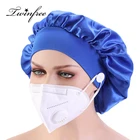 Hair New Satin Bonnet For Nurse Women Button Hat For Face Mask Silk Hair Wrap Hair Bag Custom Logo Wholesale