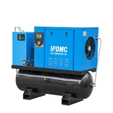 HPDMC 10HP Rotary Screw Air Compressor Spin-on Oil Separator 39CFM@125psi 208-230Volt, 3- Phase with Air Dryer and ASME Air Tank