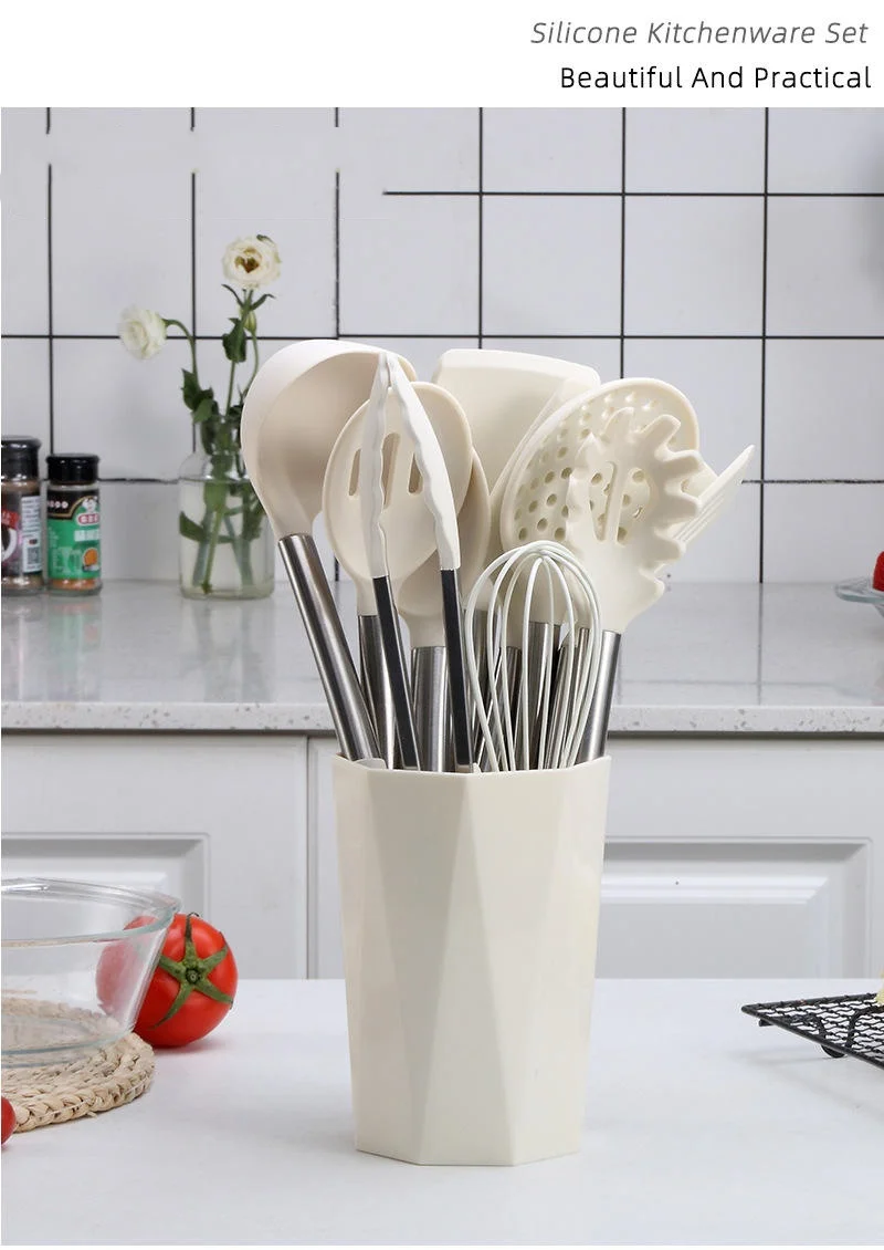 24Pcs Non-Stick Kitchen Utensils Set Food Grade Silicone Heat Resistant Cooking Tool Stainless Steel Whisk Turner Spoon