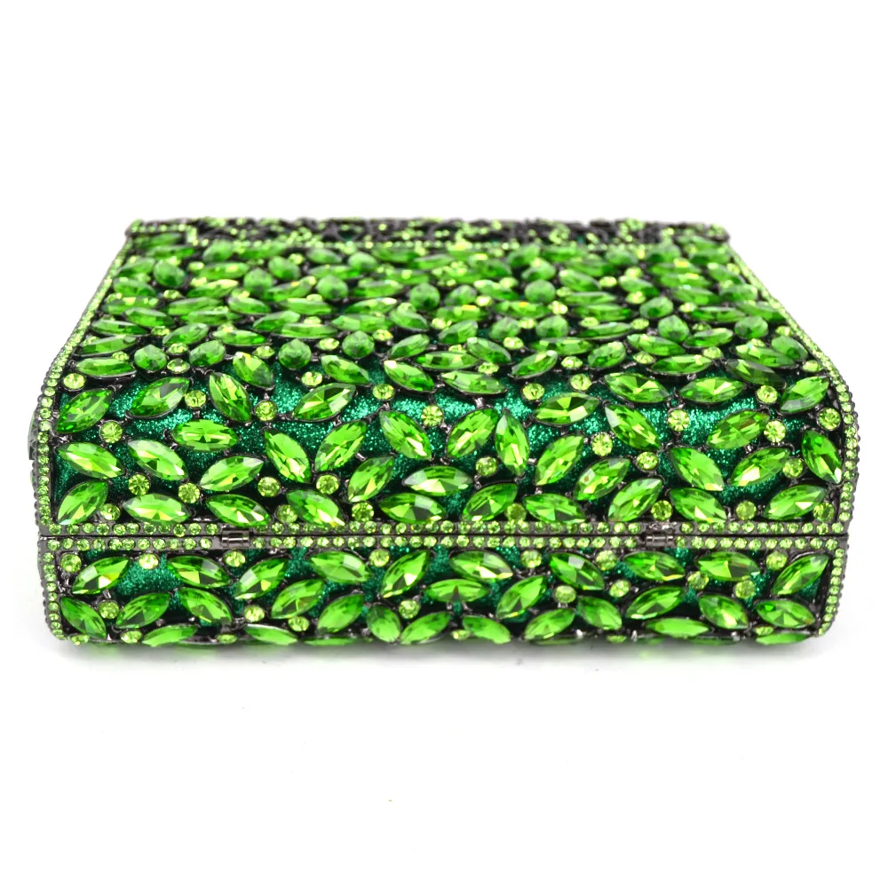 Emerald Green Crystal Hard Case Clutch Bag