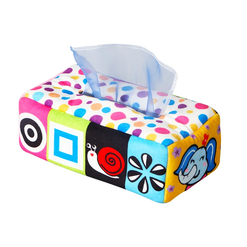 N037A New plush paper towel toy baby learning paper towel box ring paper toy