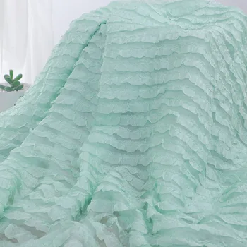 New design dress embroidery style layered tulle pleated ruffled tulle fringe wave bubble fabric clothing