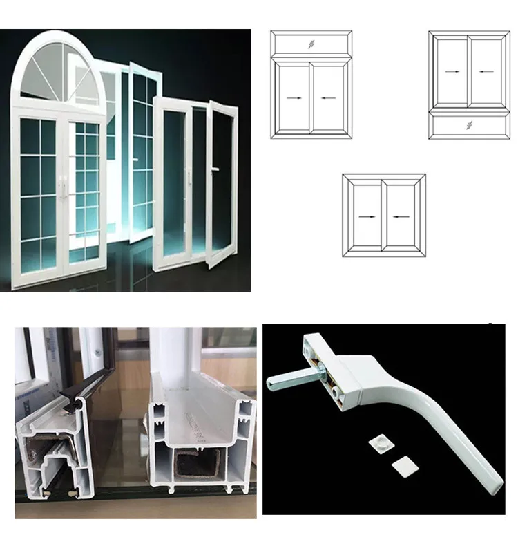 Customized Pvc windows Double Glassed Slide windows with Grill Design for Sale