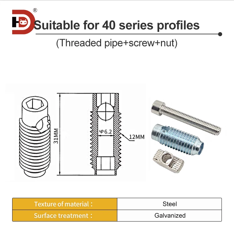 Aluminum Profile Threaded Fastening Sleeve/30/40 Right Angle Quick Fix Screw Nut Connector manufacture