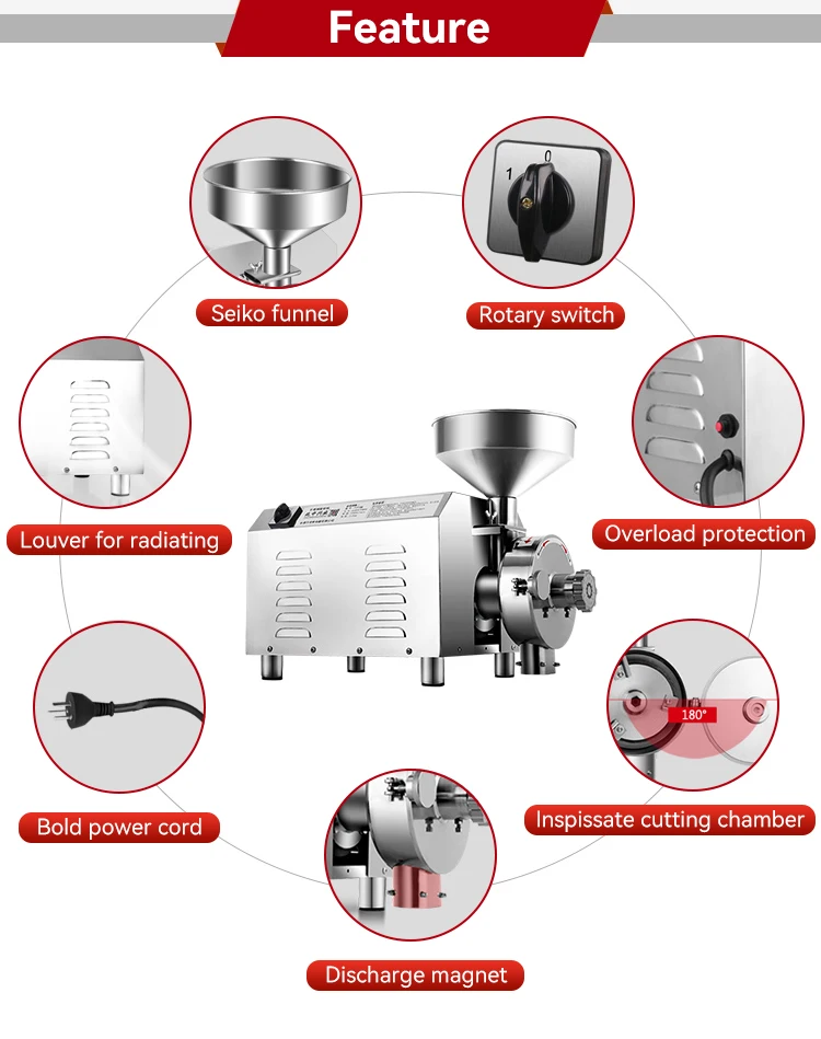 Electric cocoa chilli cassava powder mini corn maize rice wheat flour mill spice grain processing grinding grinder machine price