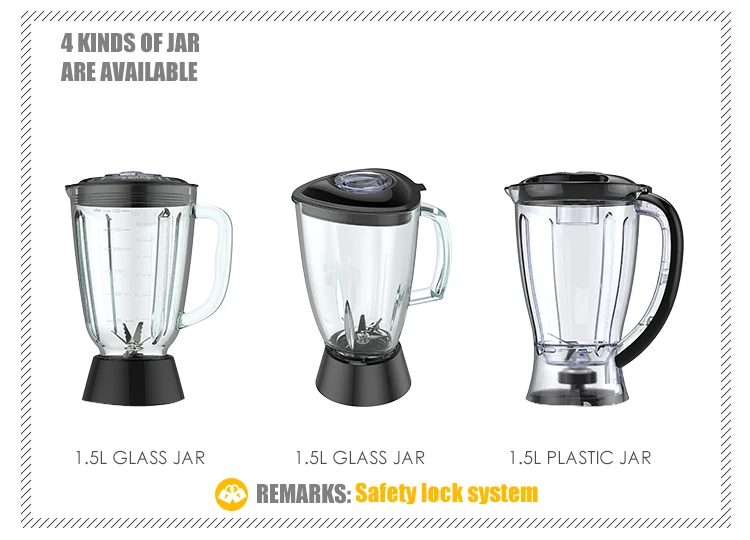Liquidificador elétrico de frutas / gelo de mesa de alta velocidade com jarra de plástico de 1,5L