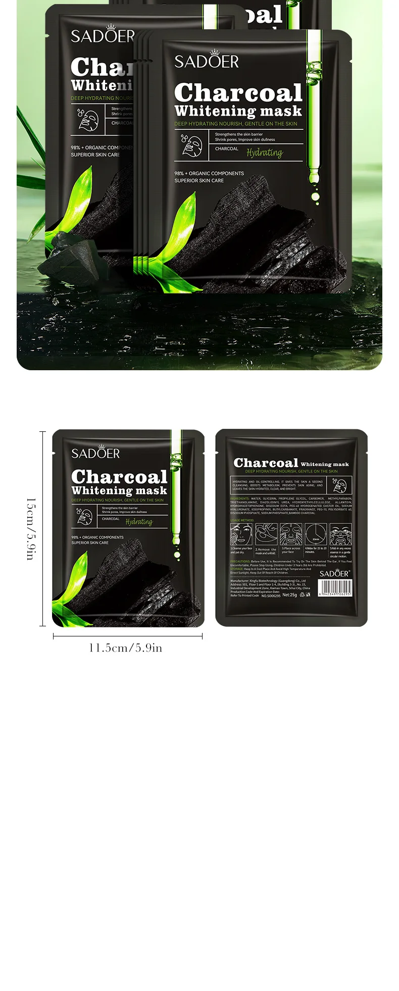 Nourishing Facial Sheet Mask Set Vitamin C Skincare for Face Collagen Charcoal Whitening Mask