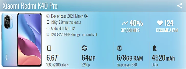 Xiaomi Redmi k40 8GB/128GB 幻鏡（カバー付き）
