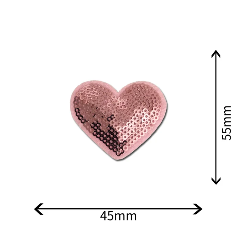 Wholesale Price Custom Fashion Colored Iron on Heart-shaped Sequin Patches for Bag Hat Clothes