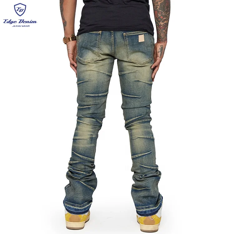 Edge Denim Manufacturers High Quality Hip Hop Custom Vintage Wash