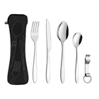 Cutlery Amazon Top Seller 2020 Travel Tableware Spoon And Fork Camping Straws Reusable Portable Cutlery Set