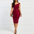 2021 Fashion Off Shoulder Embroidery Bodycon Summer Ladies Dresses Women Elegant Casual Lace Dress