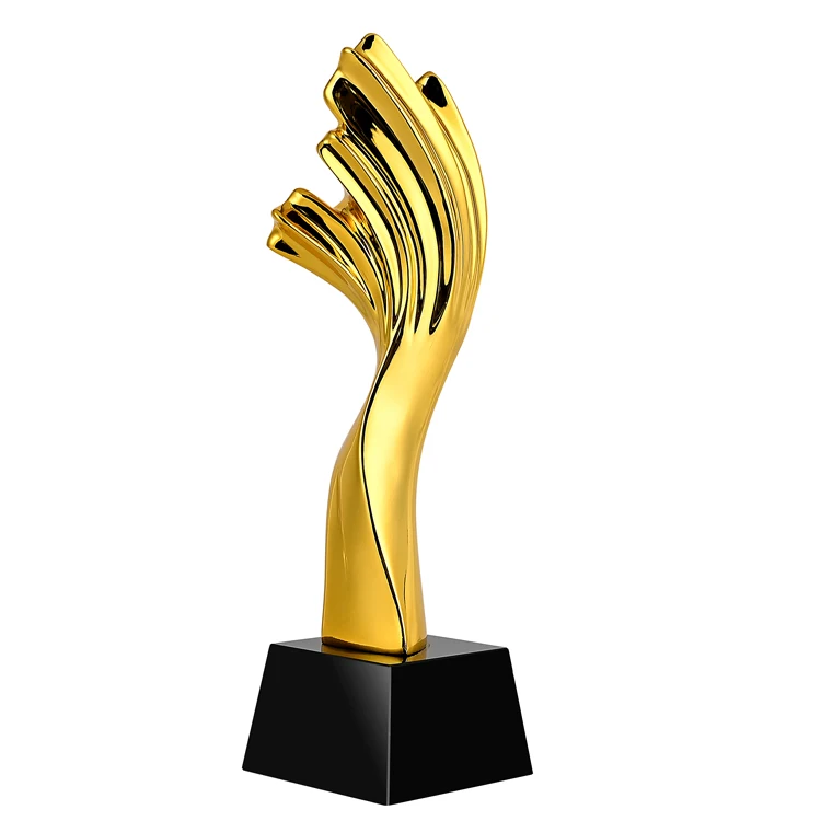 product customized design available shiny gold color trophy four stars shaped winner trophy metal resin trophy-4
