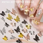 Nail 3d Nail Art KB 3D Gold Sliver Black Rose Gold Metal Butterfly Nail Alloy For Nail Art Decoration
