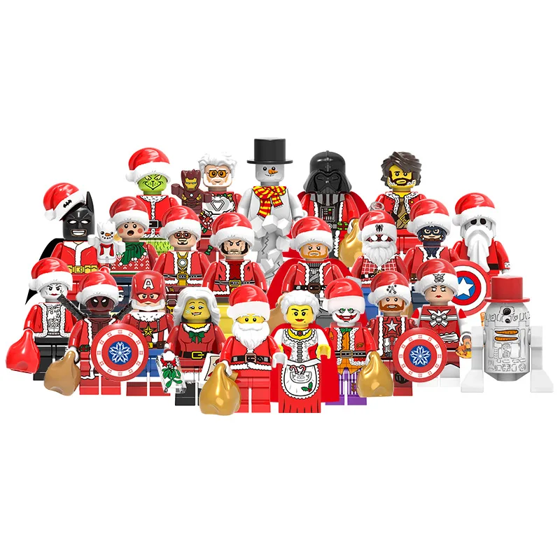 New Product Christmas Set DIY Assembled Mini Figure plastic Building Block Toys for kids