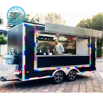 HONLU Outdoor Street Donut Fast Food Mobile Food Cart Trailer mexican Square fiberglass mobile food carts sale
