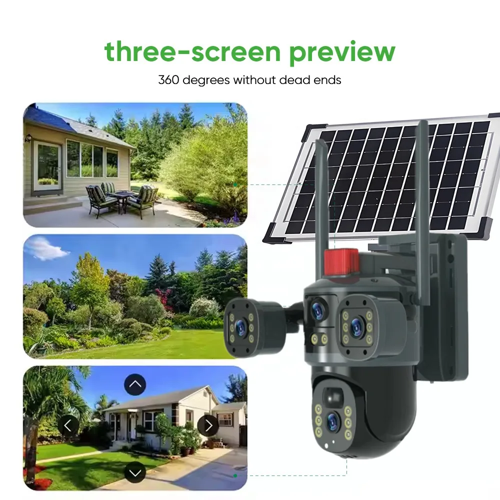 V380PRO 4G 4Eyes 3Pictures Solar Panel Surveillance Wireless Cameras Outdoor 1080P 12MP Wifi IP CCTV PTZ Security Network Camera_4