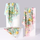 Silk Scarf Beauty Accessory 12M/M Cactus Floral Printing Satin Silk Scarf Custom Silk Square Scarf