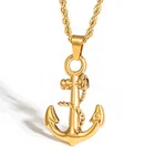 Necklace Gemnel Men Jewelry 316L Stainless Steel Gold Anchor Necklace Wholesale