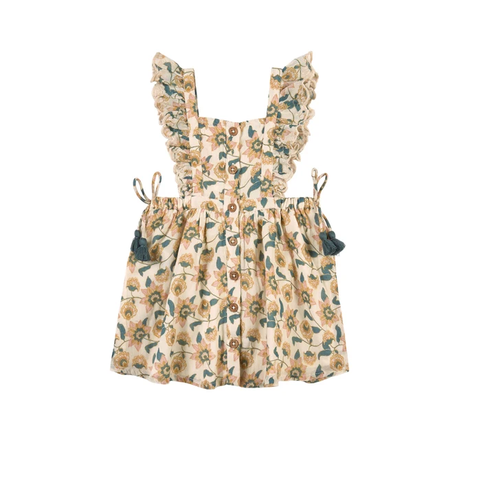 Girls Summer Floral Dress Sweet Petals Flying Sleeve Featured Baby Dress