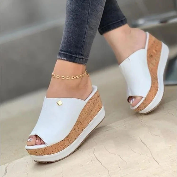 Women Summer Peep Toe Wedges Heeled Sandals Platform Shoes Casual Outdoor Slippers Beach Shoes Fashion Slides Sandalias