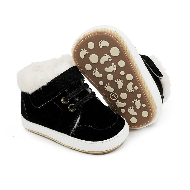New Arrival Add Plush Fur Design Winter Baby Toddler Warm Shoes 2022 Christmas Baby Shoes for Boys and Girls details