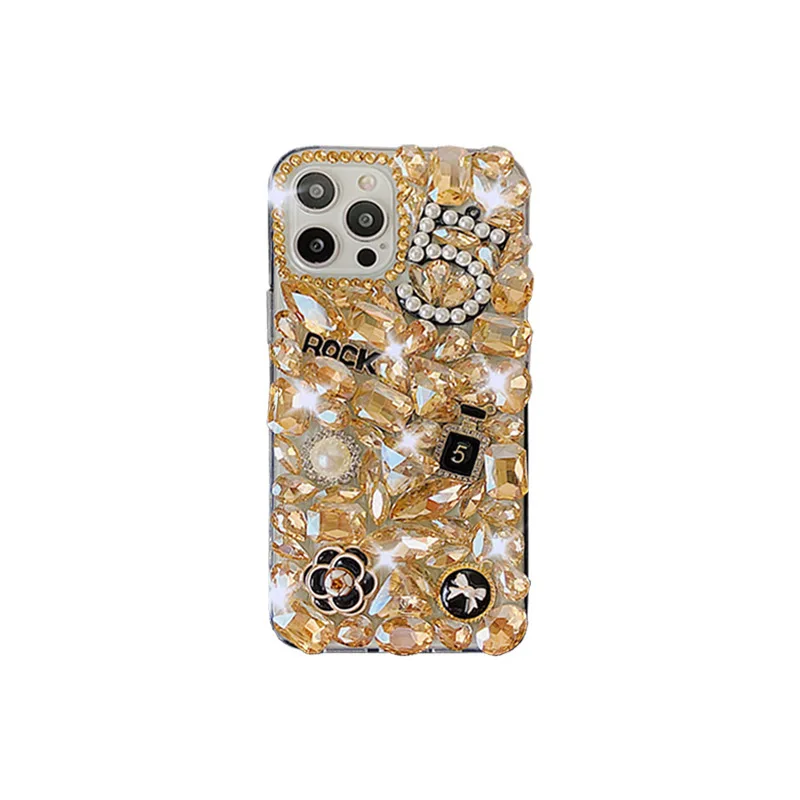 Rhinestone Luxury Bling Bling Girl Glitter Diamond Mobile Phone Case for iPhone 15 14 Samsung S24 S23 A13 A14