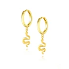 18k Gold Plated Earrings Earrings 18K Gold Plated Plain Snake Charms Huggie Earrings Made In 925 Silver