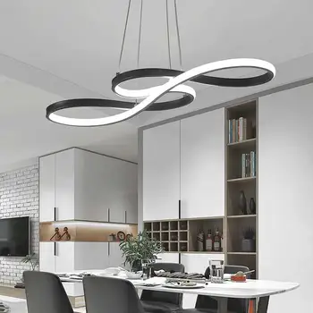 Modern Led Chandelier Flush Mount Dimmable Remote Control Circular Pendant Chandelier