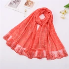 Scarf Factory Outlet Super Quality TR Cotton Field Embroidered Dandelion Hot Rhinestone Lace Woman Scarf
