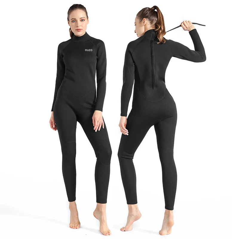 1.5mm Women Long Sleeve Jellyfish Swimming Suit Surfing Snorkeling One Piece Neoprene Wetsuit