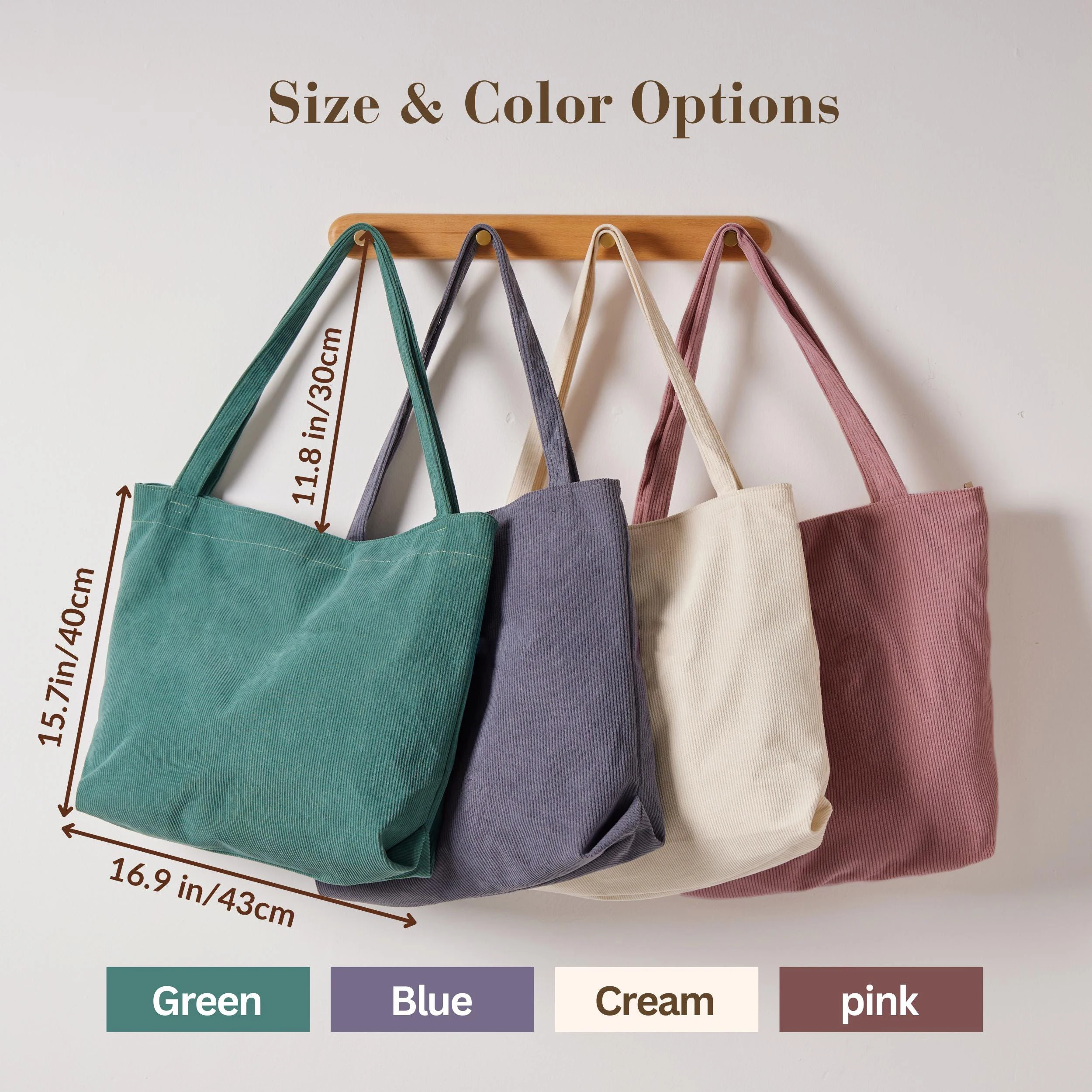 Customized Retro Style Corduroy One Shoulder Reusable Daily Life Shopping Tote Bag manufacture