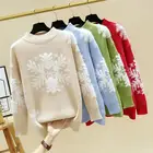 Pattern Plus Size New Fashion Ladies Christmas Sweater Red Snow Pattern Plus Size Pullover Sweater For Women