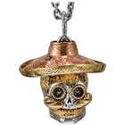 SKA Trendy Pendant Necklace 925 Sterling Silver Jewelry Fashion Personality Skull With A Hat Men Pendant Retro Punk