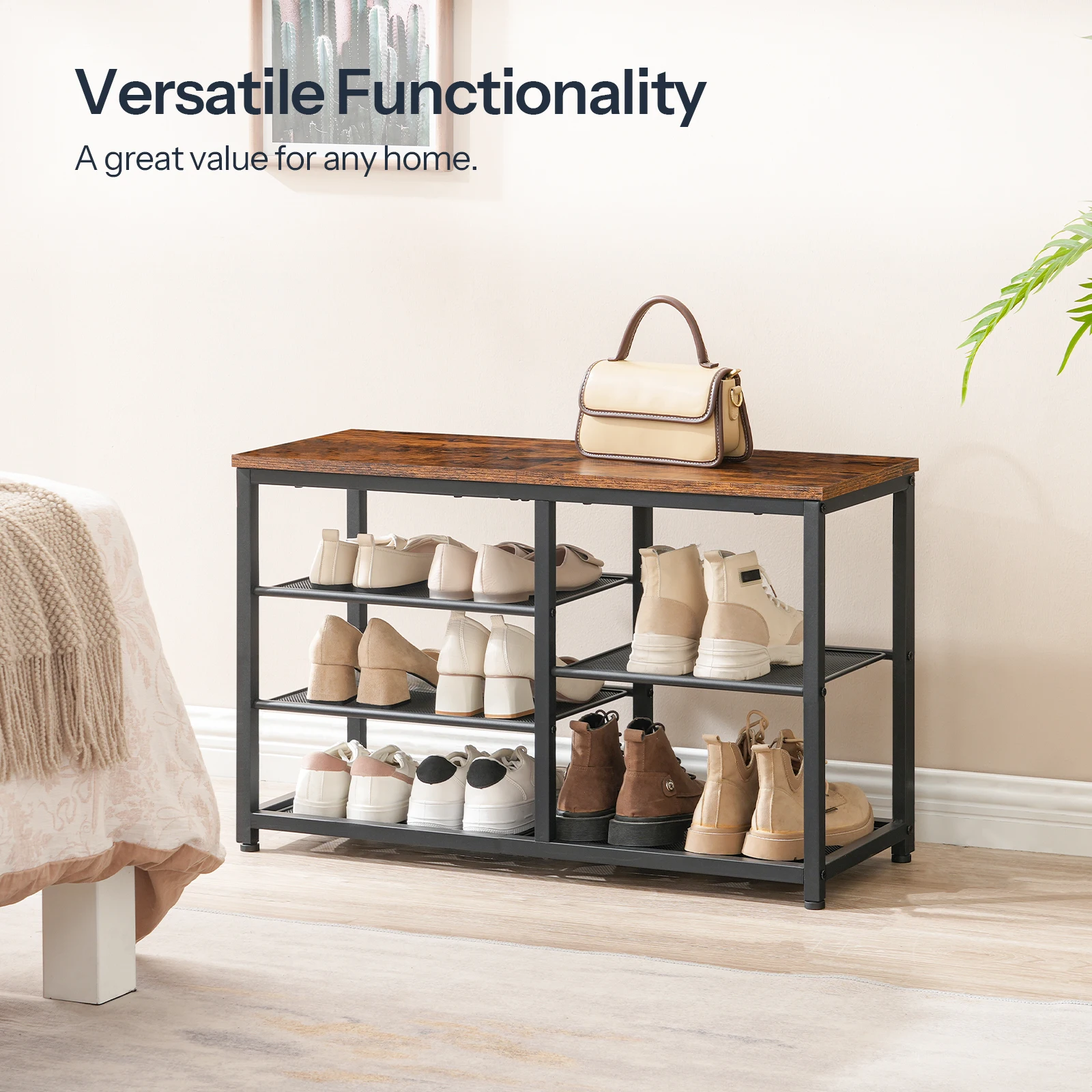 Wholesale Multifunctional Rustic 3 Tier Wooden Entryway Bench With Shoe Rack Storage Bench With Seat Shelves For Indoor Hallway