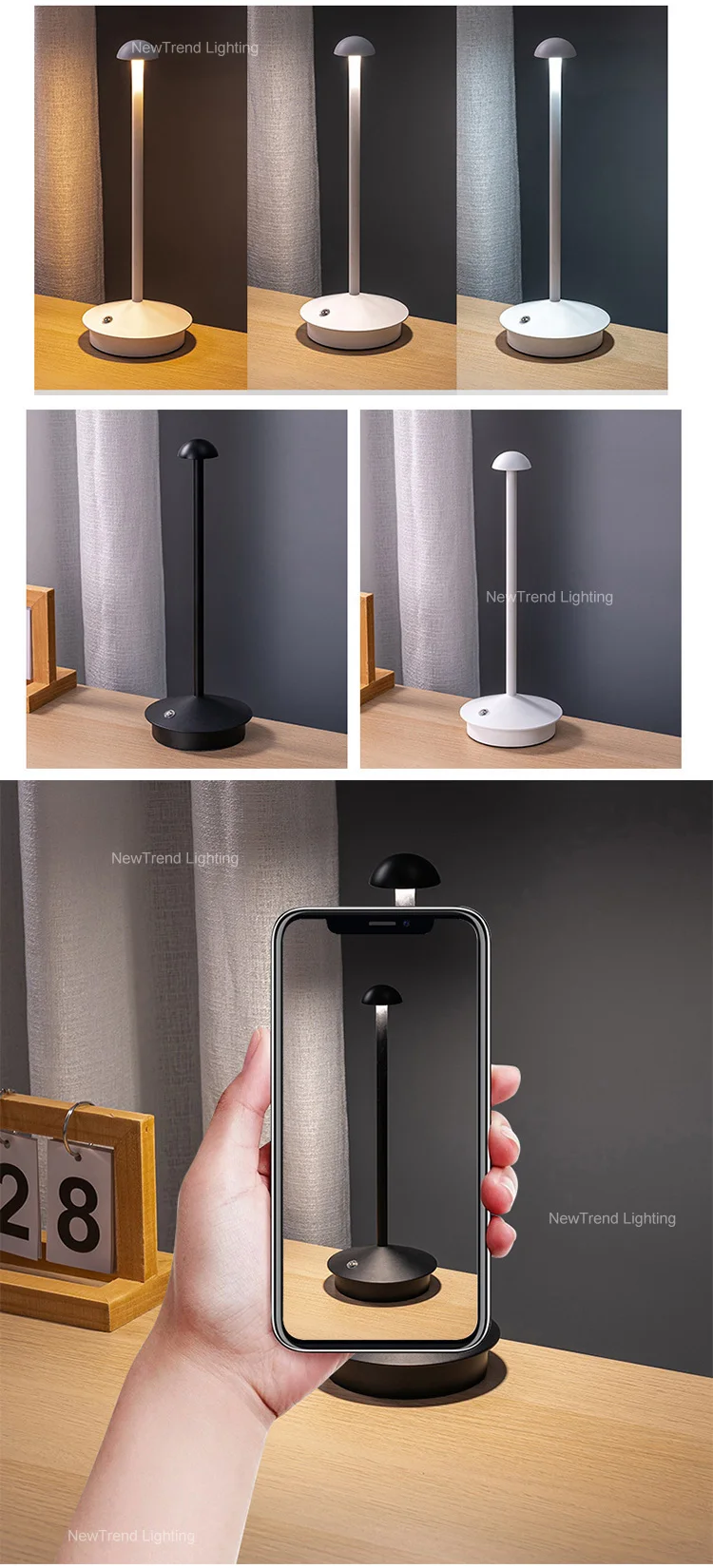 dxzp08 simple indoor decoration night light home study room 3000 4000 6000 k dimming modern led rechargeable table lamp-2