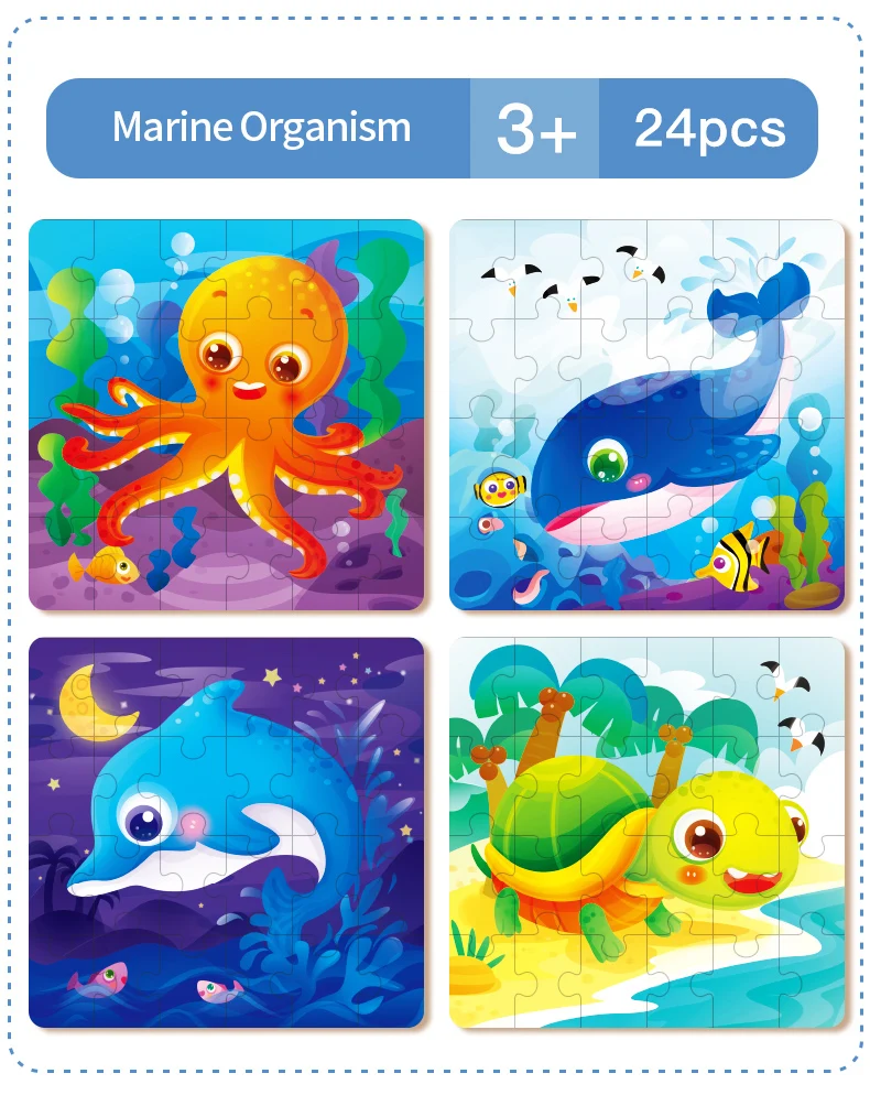 Puzzle en bois de dessin animé 24 pièces, Initiation éducative précoce pour bébés enfants, jouets pour garçons et filles, cadeau d'usine