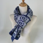 Ladies New Best-selling 100% Acrylic Navy Blue Jacquard Knitted Scarf