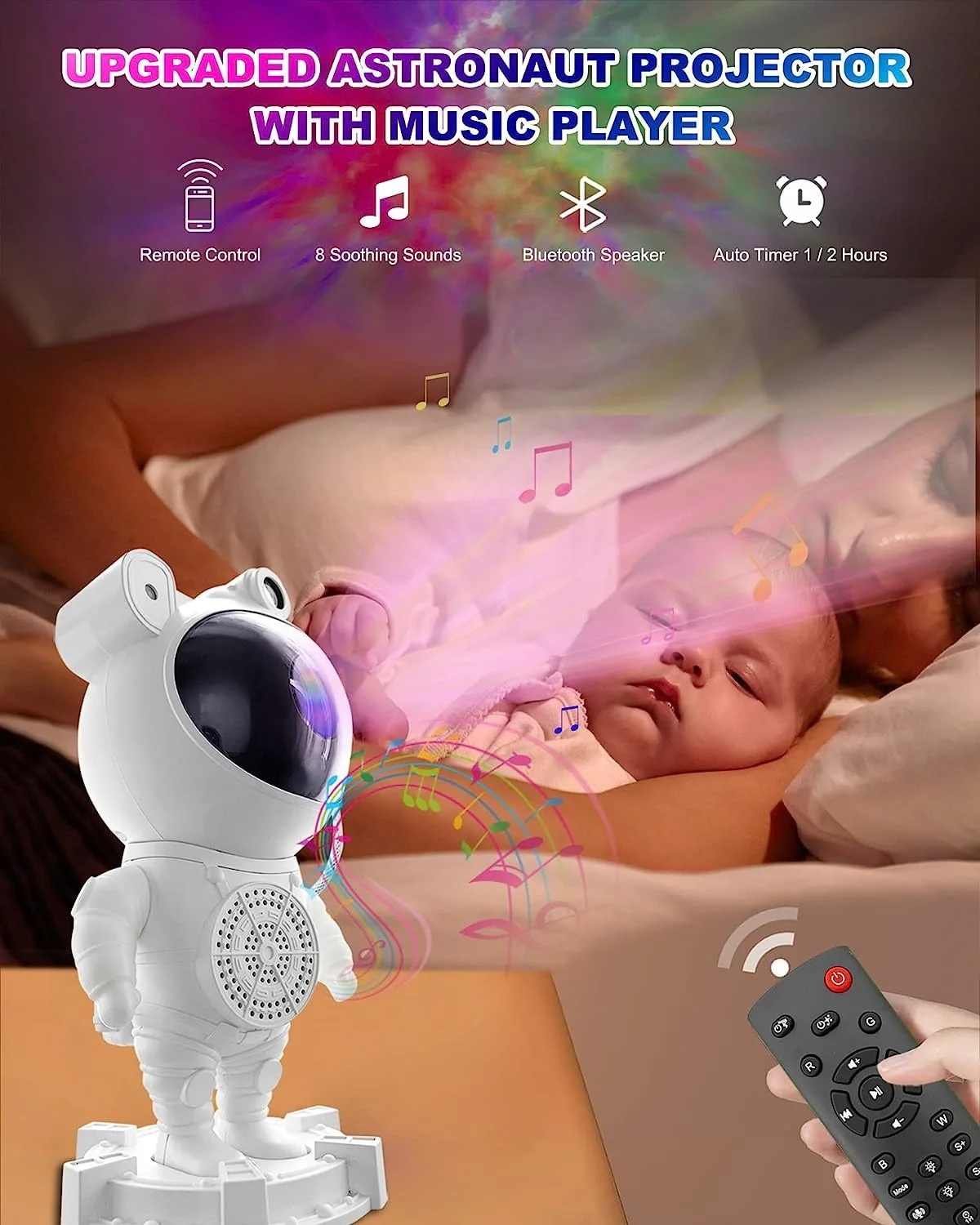 Astronaut Bluetooth Sky Projection Light USB Full Color Star Moon White Noise Astronaut Laser Atmosphere Night Light