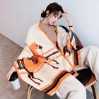 Long New Double Sided Cashmere Scarf Ladies Horse Printing Thickened Long Scarf