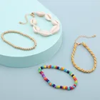 Fresh Mixed Color Rice Bead Flannel Handmade Ornament Versatile Ocean Wind Shell Adjusting Bracelet